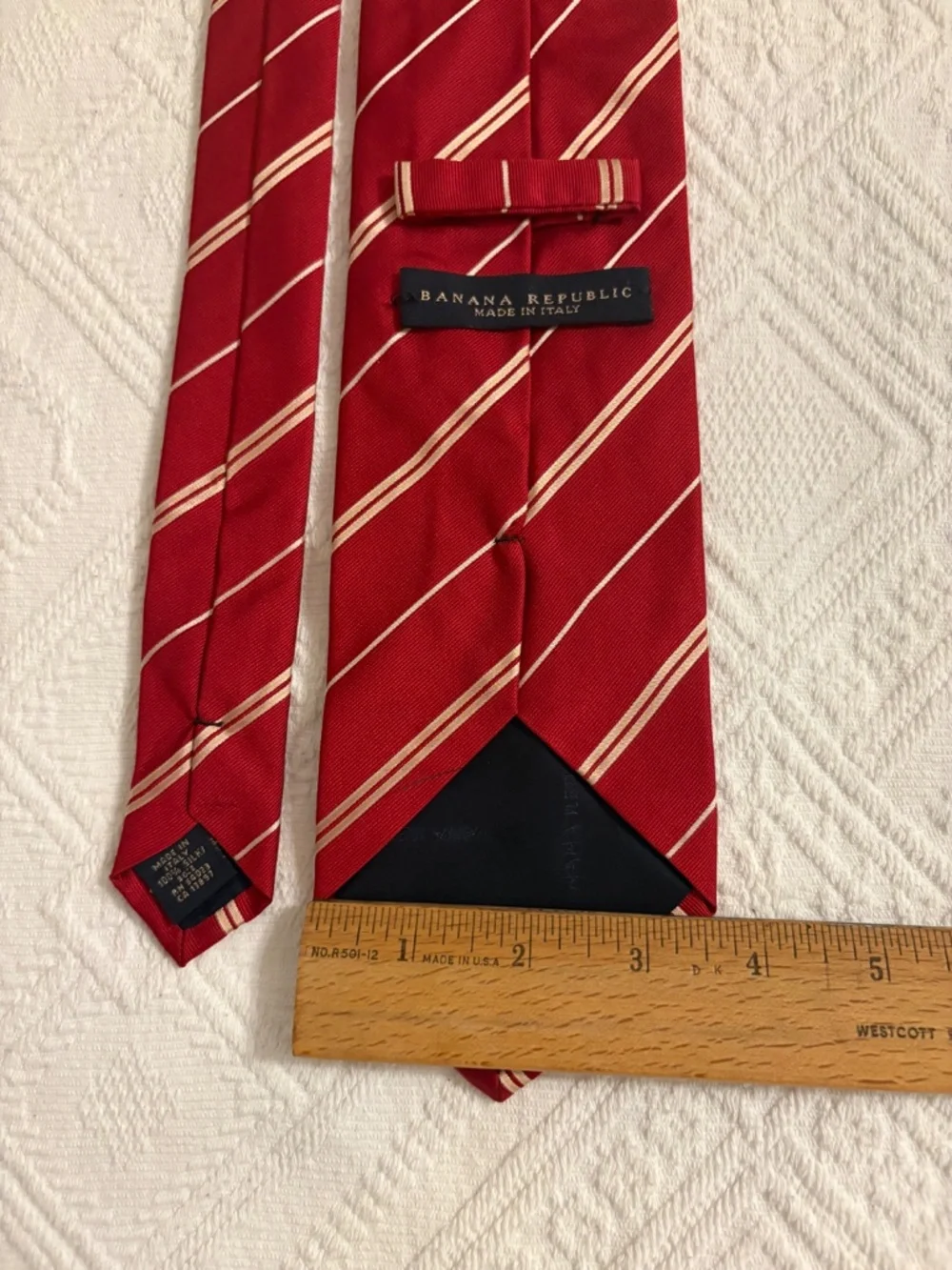 Banana Republic Vintage Silk Striped Tie Red Gold Made In Italy